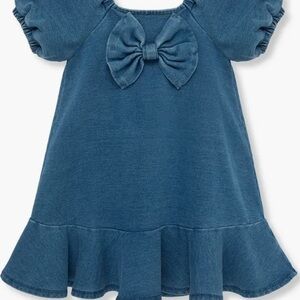 Habitual Bow Puff Sleeve Knit Denim Ruffled 3T Dress